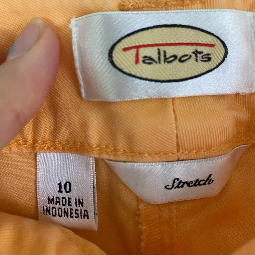 TALBOTS orange cream cotton summer crop pants - Picture 4 of 6